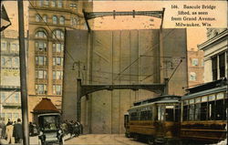 Bascule Bridge Lifted, as seen from Grand Avenue Postcard