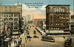 Broadway Looking North from Gratiot Avenue Postcard