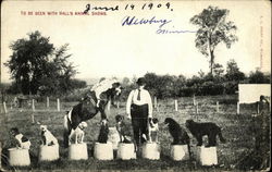 Eight Dogs And Pony Pose With Circus Master Newburg, MN Postcard Postcard