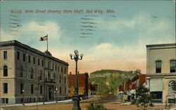 Main Street showing Barn Bluff Red Wing, MN Postcard Postcard