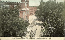 Marching to Mess, Culver Military Academy Postcard