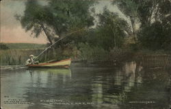 Fishing Scene Winona Lake, IN Postcard Postcard