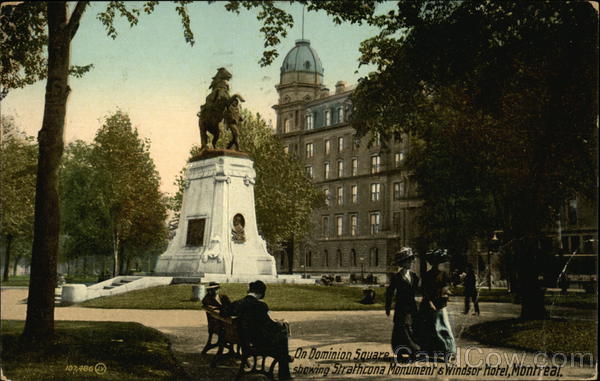 Dominion Square showing Strathcona Monument & Windsor Hotel Montreal QC Canada