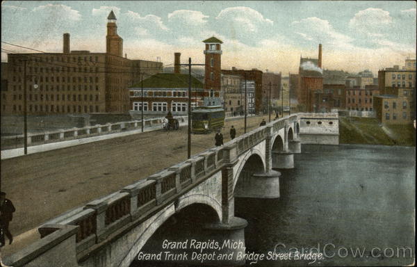 Grand Trunk Depot and Bridge Street Bridge Grand Rapids Michigan
