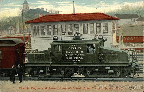Electric Engine and Power House of Detroit River Tunnel Michigan