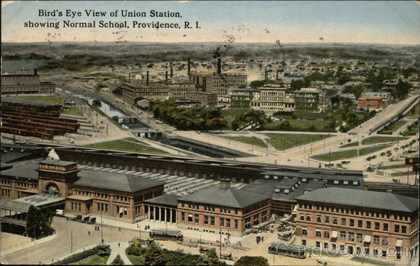 Bird's Eye View of Union Station showing Normal School Providence Rhode Island