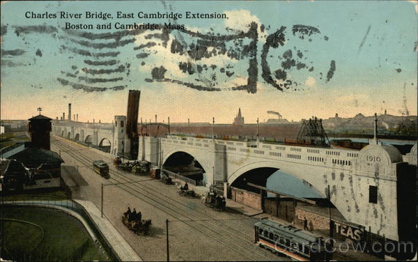 Charles River Bridge, East Cambridge Extension, Boston and Cambridge, Mass. Massachusetts