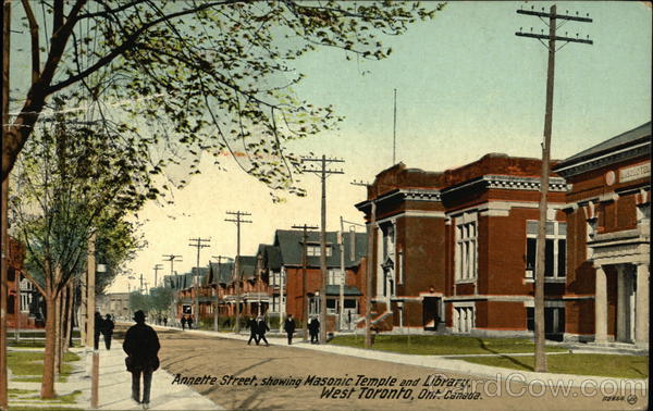 Annette Street showing Masonic Temple and Library West Toronto Canada