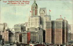 Singer Building From W. Broadway and Chambers St. New York, NY Postcard Postcard