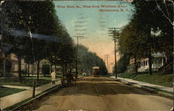 West Main St. West from Wickham Ave. Middletown, NY Postcard Postcard