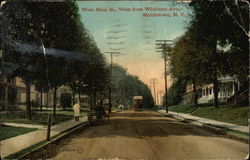 West Main St. West from Wickham Ave. Postcard