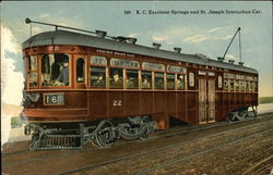 K.C. Excelsior Springs and St. Joseph Interurban Car Trolleys & Streetcars Postcard Postcard