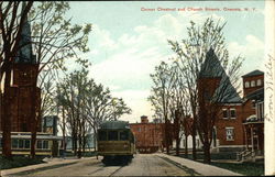 Corner Chestnut and Church Streets Oneonta, NY Postcard Postcard