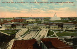 Bird's Eye View of Providence, R.I. Showing Railroad Station, State House and Normal School Postcard