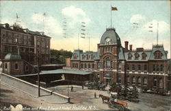 Railway Station and King Edward Hotel Postcard