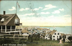 View of Town and Beach Winthrop Beach, MA Postcard Postcard