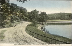 Road and Spot Pond Near the Boston Elevated Bridge Postcard