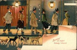 Bowery at Night Coney Island Postcard