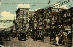 A View of Canal St. Showing Carnival Decorations at Mardi-Gras Times Postcard