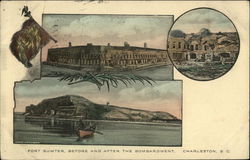 Fort Sumter, Before and After the Bombardment Charleston, SC British Columbia Postcard Postcard