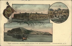 Fort Sumter, Before and After the Bombardment Postcard