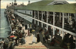Steel Pier and Crowds Watching Bathers Postcard