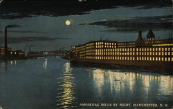 Amoskeag mills by night Postcard