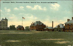 Worcester Academy - Grounds and Buildings Postcard