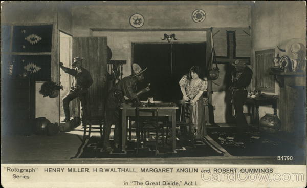 Henry Miller, H.B. Walthall, Margaret Anglin and Robert Cummings in The Great Divide, Act I