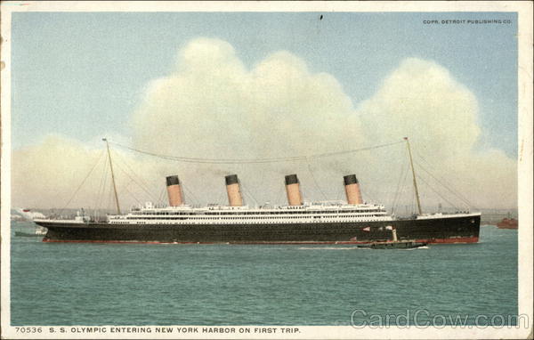 S. S. Olympic Entering New York Harbor On First Trip