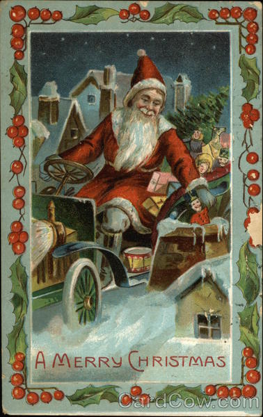 A Merry Christmas - Santa in Car Santa Claus