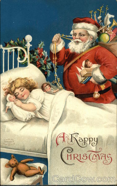 A Happy Christmas - Santa Watches Child Sleeping Children