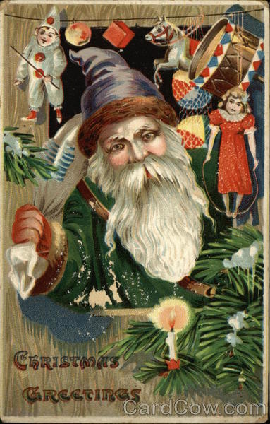Christmas Greetings - Santa With Toys