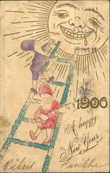 1906 A Happy New Year Elves Postcard Postcard