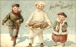 New Year Greeting Children Postcard Postcard