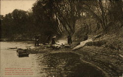 Remains of old military crossing on the Big Blue north of Manhattan, Kans. Disasters Postcard Postcard