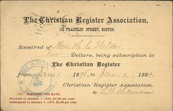 The Christian Register Association, 141 Franklin Street, Boston Postcard