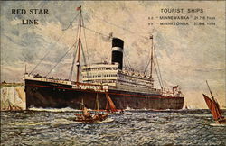 Tourist ships. S.S. Minnetonka. S.S. Minnewaska. Red Star Line Postcard