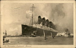 A cunarder eastward bound Postcard