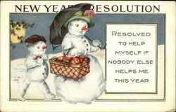 New Year Resolution Resolved to Help Myself if Nobody Else Helps me This Year Snowmen Postcard Postcard