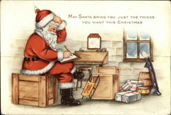 May Santa Bring You Just the Things you Want This Christmas Postcard