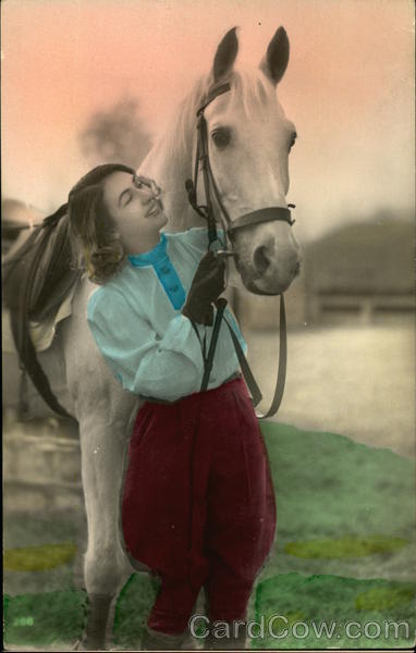 Portrait of Woman With Horse Art Deco