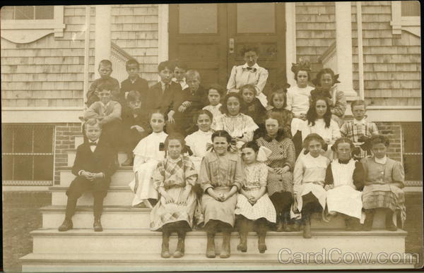 School Children on School Steps
