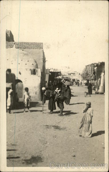Photograph of people in the street in Egypt in 1945 Luxor