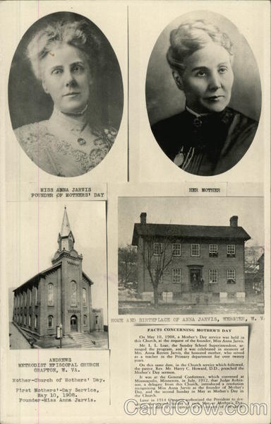 Miss Anna Jarvis, Founder of Mother's Day Webster West Virginia
