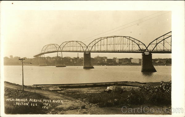 High Bridge across Mississippi River Fulton Illinois