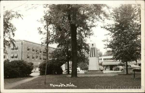 View of Statue in Square Plymouth Michigan