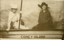 Souvenir portrait of two women at Coney Island Postcard