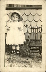 Toddler Bennie Gilmore Standing Next to Chair - 1911 Postcard