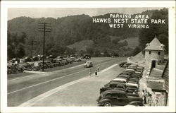 Parking area, Hawks Nest State Park Postcard